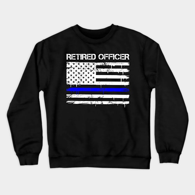 Retired Police Officer Proud Patriotic Officer American Flag Crewneck Sweatshirt by 5StarDesigns